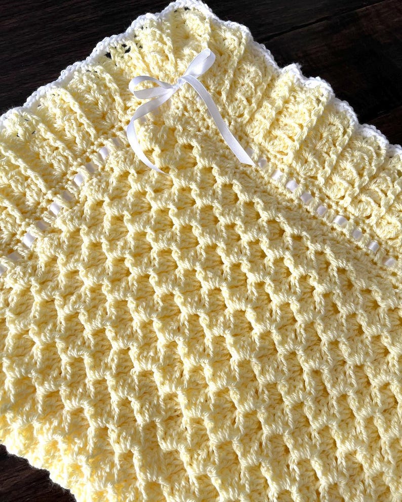 Waves and Lace Baby Blanket Crochet Pattern