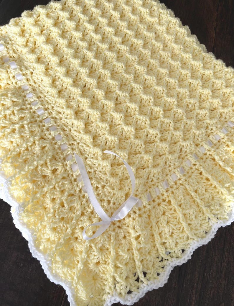 Waves and Lace Baby Blanket Crochet Pattern