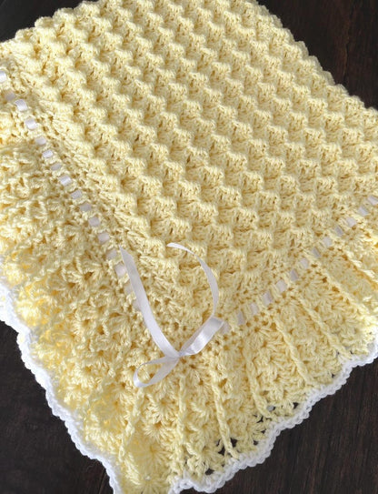 Waves and Lace Baby Blanket Crochet Pattern