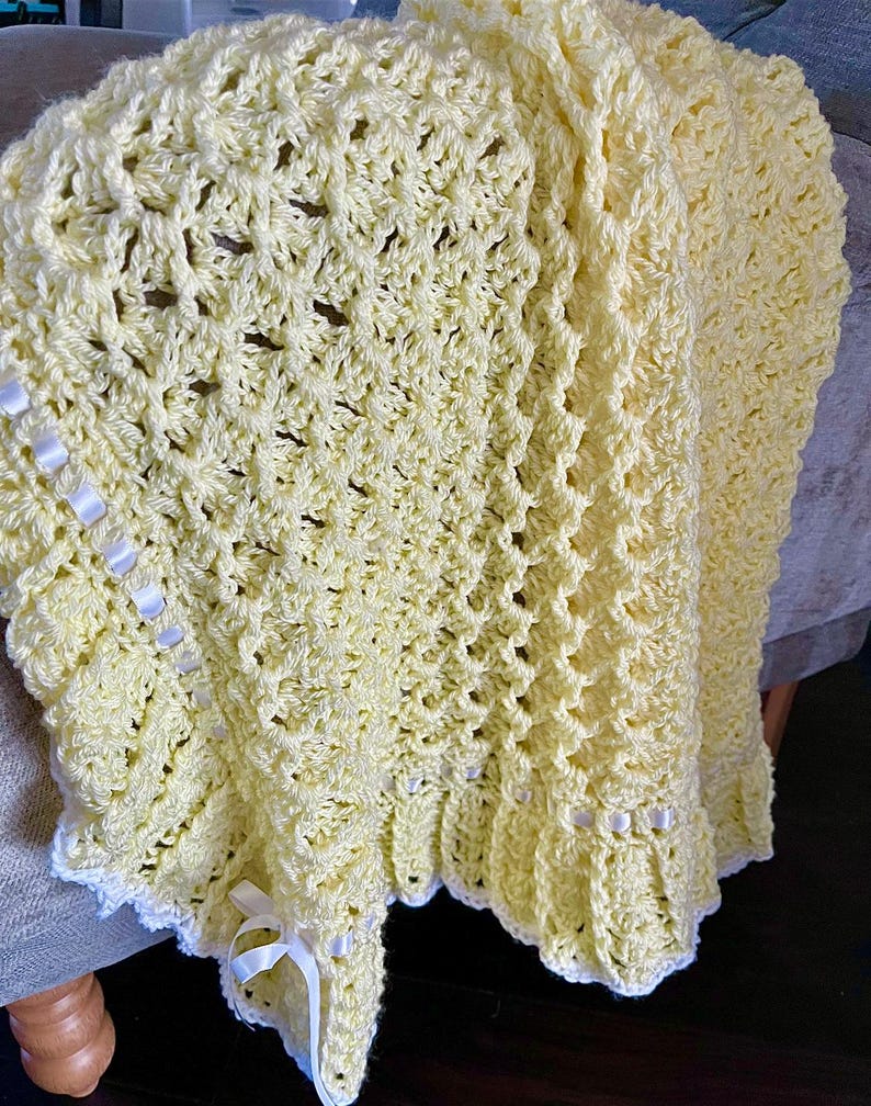 Waves and Lace Baby Blanket Crochet Pattern