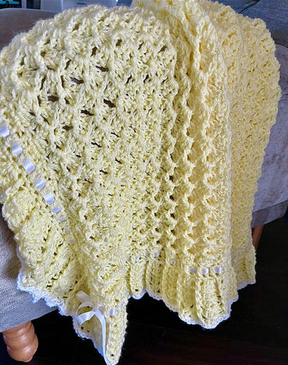 Waves and Lace Baby Blanket Crochet Pattern
