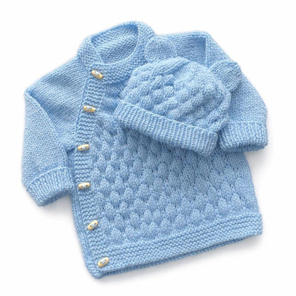 Bubble Stitch Cardigan & Bear Hat Knitting Pattern