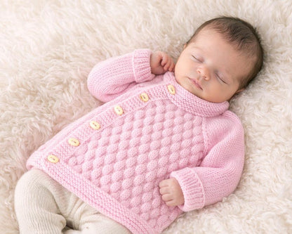 Bubble Stitch Cardigan & Bear Hat Knitting Pattern