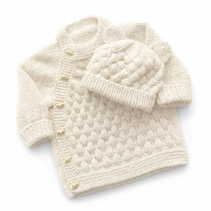Bubble Stitch Cardigan & Bear Hat Knitting Pattern