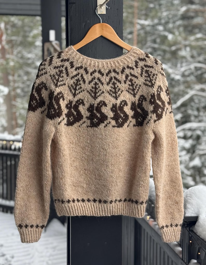 Knitting Pattern for a Squirrel Motif Sweater