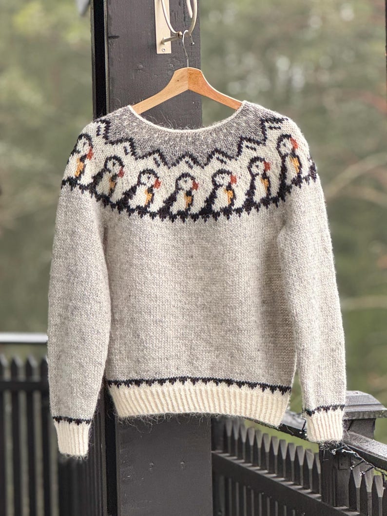 Knitting Pattern for a Puffin Motif Sweater