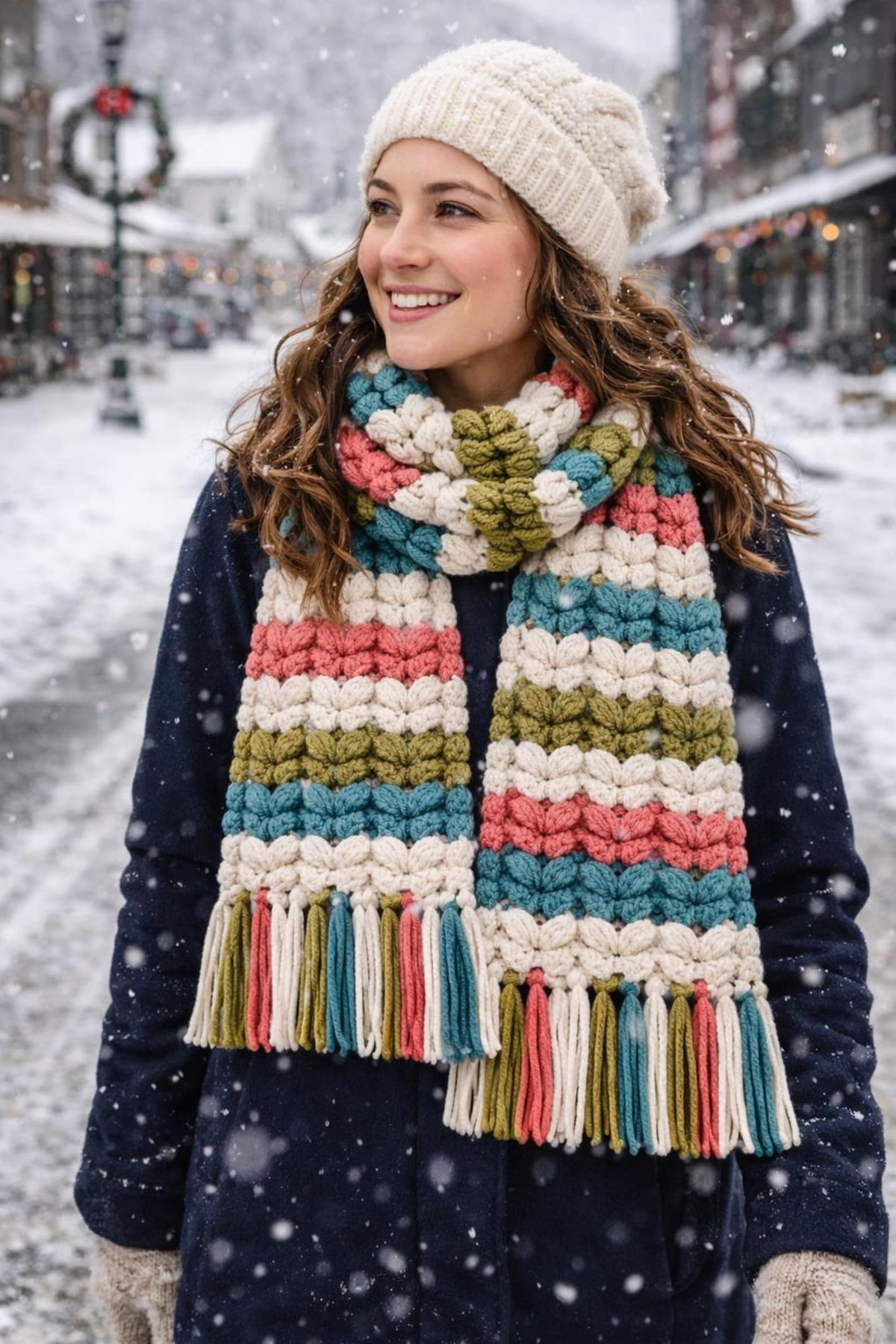 Butterfly Puff Stitch Scarf Crochet Pattern